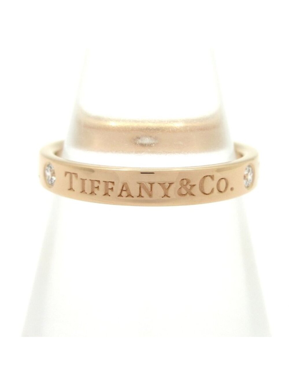 Tiffany & Co Ring Flat Band 18k Pink Gold Diamond